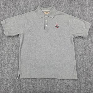 Vintage Ohio State Buckeyes Polo Shirt Men Medium Gray NCAA Football Embroidered